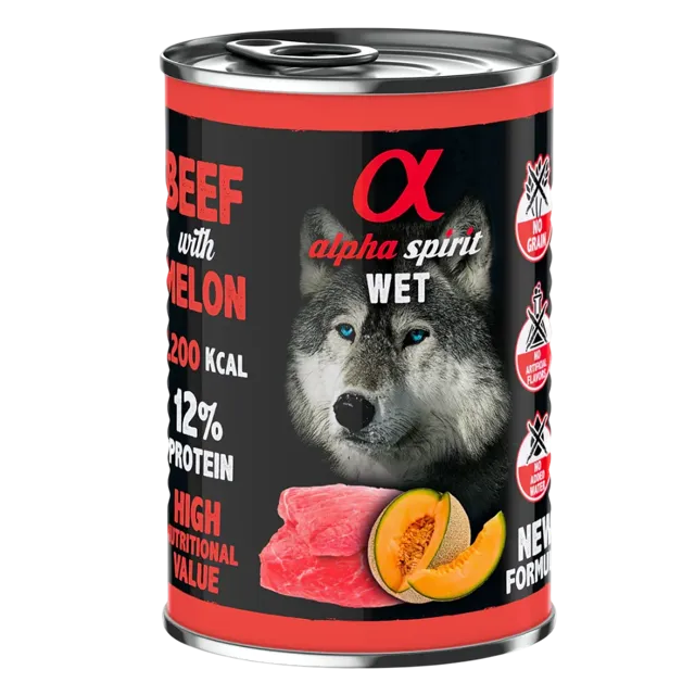 Alpha Spirit Complete Wet Canned – Beef with Melon