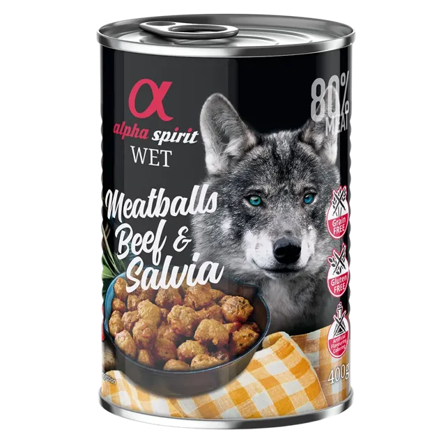 Alpha Spirit Complete Wet Meatballs – Beef with Sage