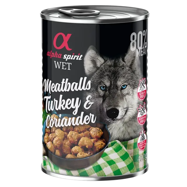 Alpha Spirit Complete Wet Meatballs – Turkey with Coriander