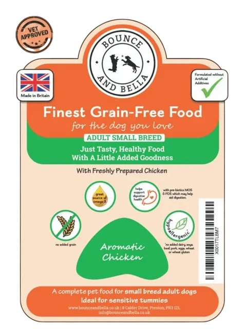 Bounce and Bella Finest Grain-Free Adult Small Breed – Aromatic Chicken
