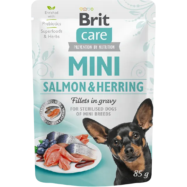 Brit Care Mini fillets in gravy – Salmon & Herring (sterilised)