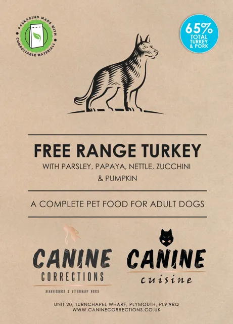 Canine Corrections Canine Cuisine – Free Range Turkey with Parsley, Papaya, Nettle, Zucchini & Pumpkin