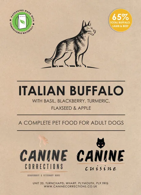 Canine Corrections Canine Cuisine – Italian Buffalo with Basil, Blackberry, Turmeric, Flaxseed & Apple