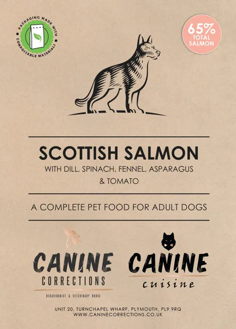 Canine Corrections Canine Cuisine – Scottish Salmon with Dill, Spinach, Fennel, Asparagus & Tomato