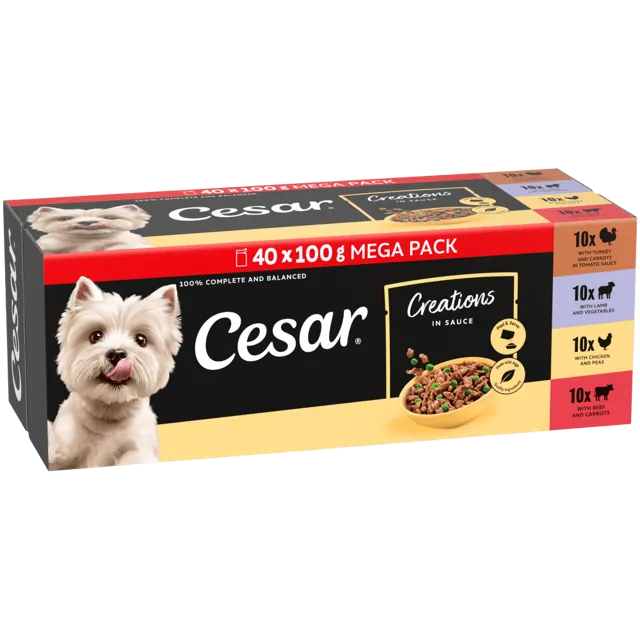 Cesar Creations Pouches in Sauce – Poultry, Beef & Lamb