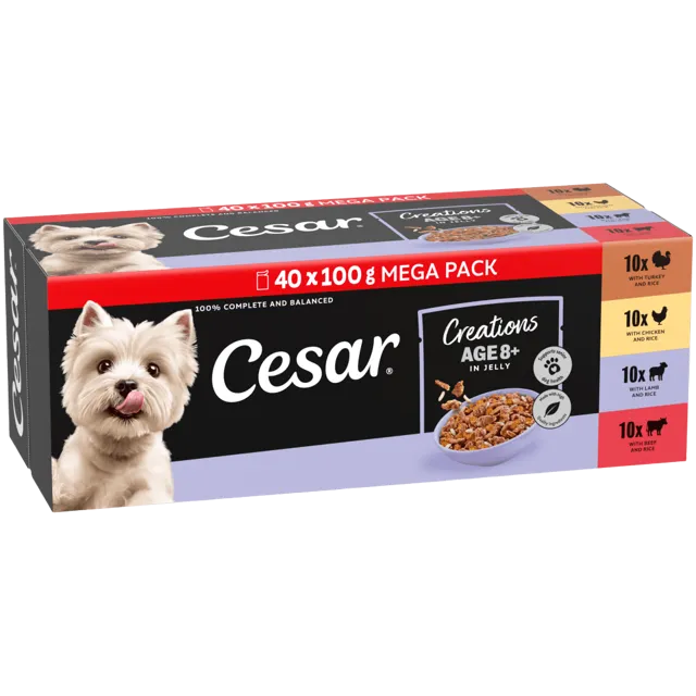 Cesar Creations Senior 8+ Pouches – Poultry & Meat Selection