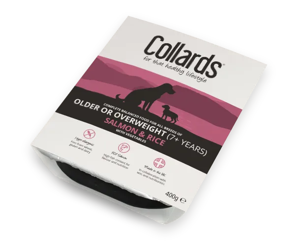 Collards Wet Dog Food Tray Older/Overweight – Salmon, Rice and Veg