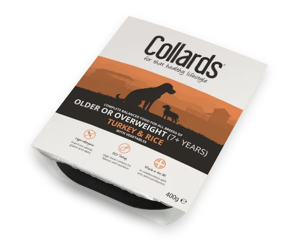 Collards Wet Dog Food Tray Older/Overweight – Turkey & Rice