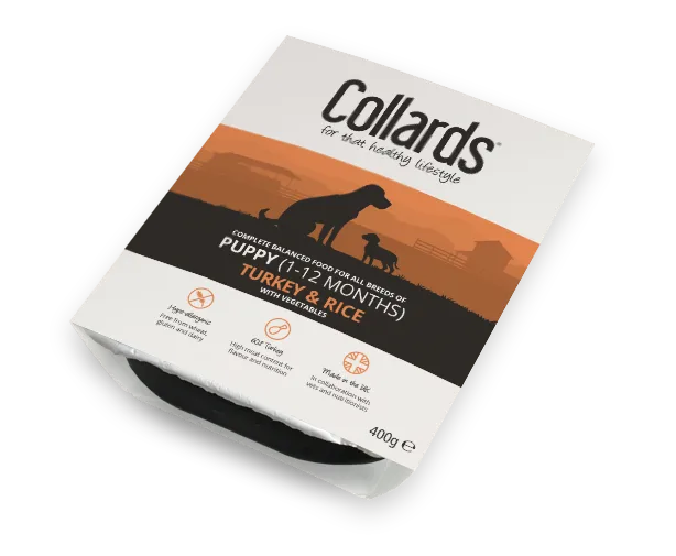 Collards Wet Dog Food Tray Puppy – Turkey & Rice with Vegetables