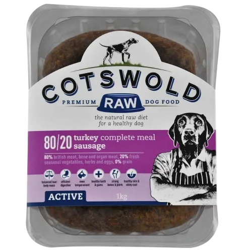Cotswold Raw Active 80/20 Sausages – Turkey