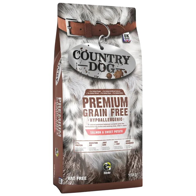 Country Dog Premium Grain Free Adult 1+ – Salmon & Sweet Potato