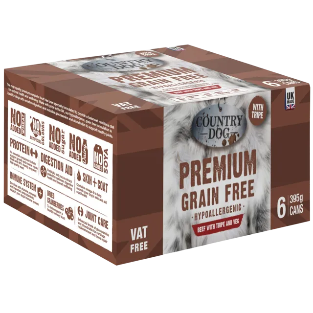 Country Dog Premium Grain Free Tins With Tripe – Beef with Tripe and Veg