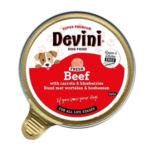 Devini Single Protein Wet Food – Beef with Carrots & Blueberries