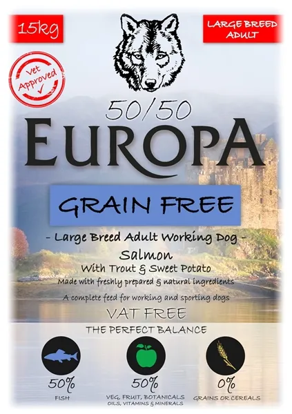 Europa 50/50 Grain Free Large Breed – Salmon & Trout