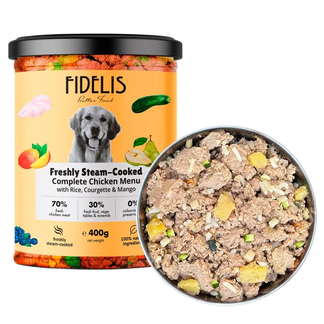 Fidelis Fresh Menu (grain inclusive recipes) – Chicken with Rice, Courgette and Mango