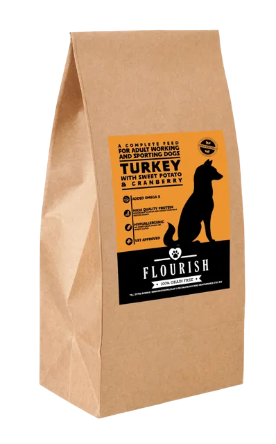 Flourish Grain Free Working and Sporting Dog – Turkey and Sweet Potato