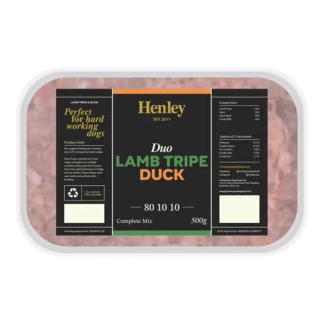 Henley Raw Duo 80-10-10 – Lamb Tripe and Duck