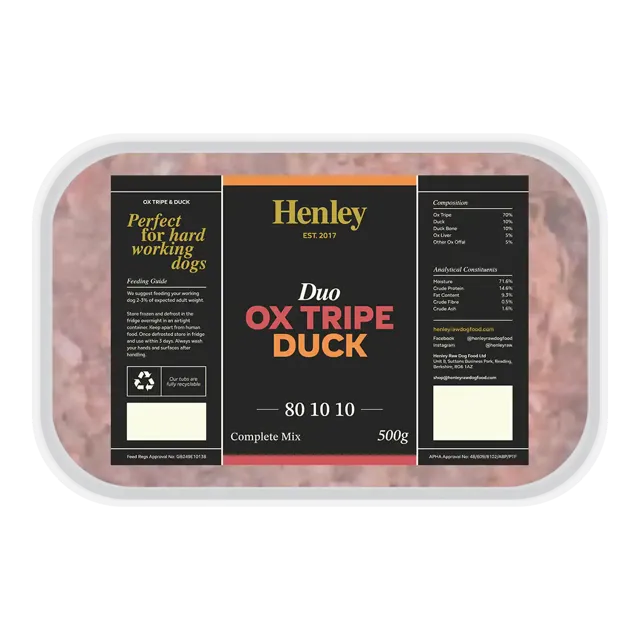 Henley Raw Duo 80-10-10 – Ox Tripe and Duck