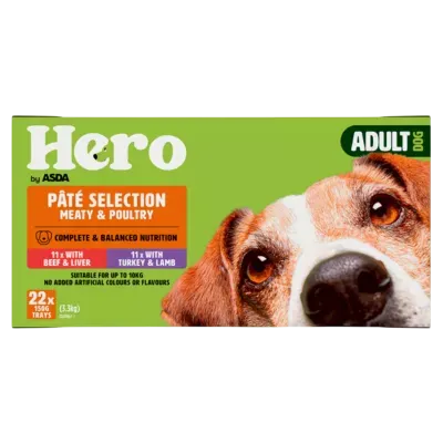 Hero by Asda Adult Dog 150g Pate Trays – With Beef & Liver