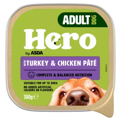 Hero by Asda Adult Dog 300g Pate Trays – With Turkey & Chicken