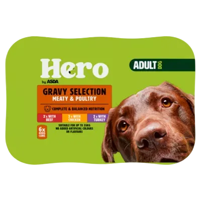 Hero by Asda Adult Dog Cans in Gravy – With Beef
