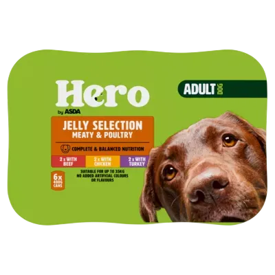 Hero by Asda Adult Dog Cans in Jelly – Meaty & Poultry Selection