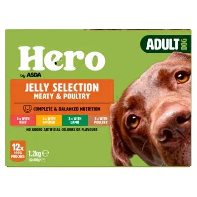 Hero by Asda Adult Dog Pouches in Jelly – With Poultry