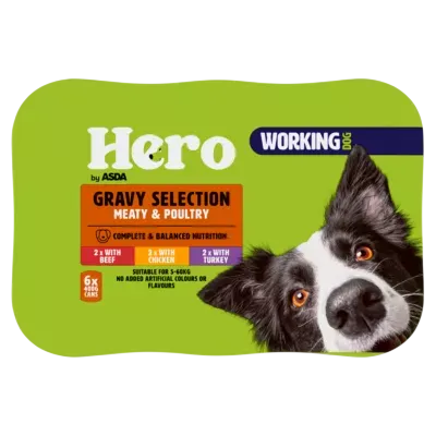 Hero by Asda Working Dog Cans in Gravy – With Beef
