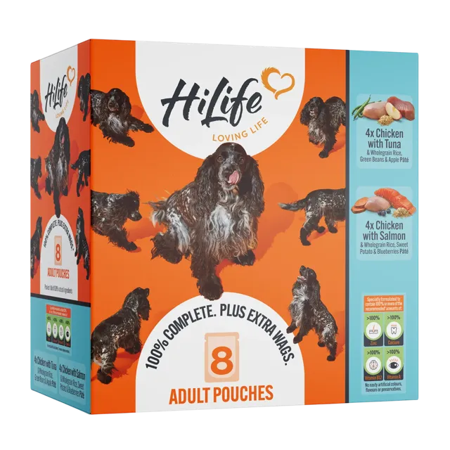 HiLife Adult Dog 150g Pouches – Chicken & Fish