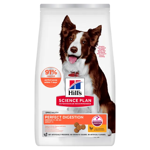 Hill's Science Plan Perfect Digestion Medium Adult 1+ Dog Food with Chicken and Brown Rice – —