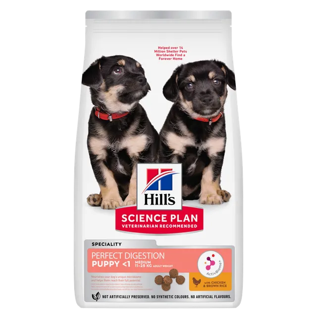Hill's Science Plan Perfect Digestion Medium Breed Puppy Food with Chicken & Brown Rice – —