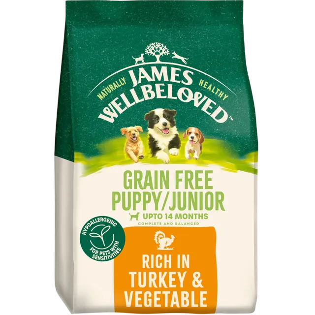 James Wellbeloved Puppy/Junior Grain Free Dry – Turkey & Veg