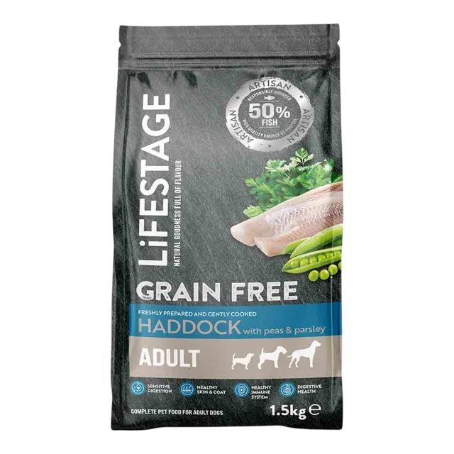 Lifestage Artisan Grain Free Dry Adult – Haddock with Peas & Parsley