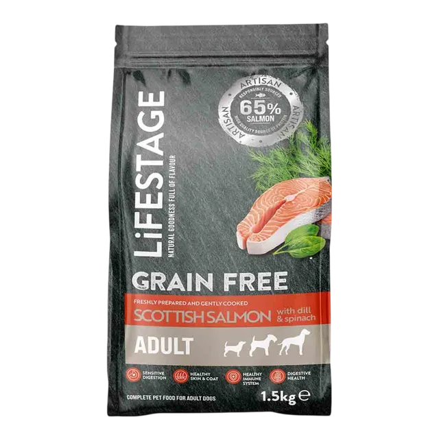 Lifestage Artisan Grain Free Dry Adult – Scottish Salmon with Dill & Spinach