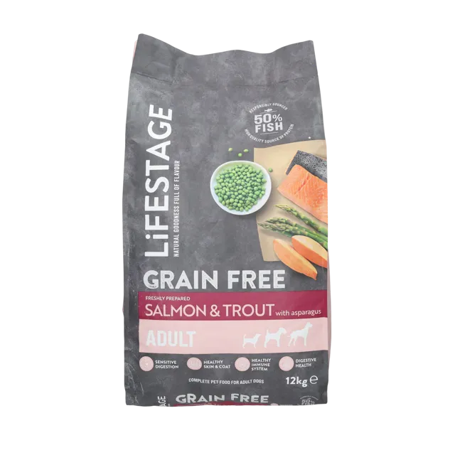Lifestage Grain Free Adult Dry Food – Salmon & Trout with Asparagus