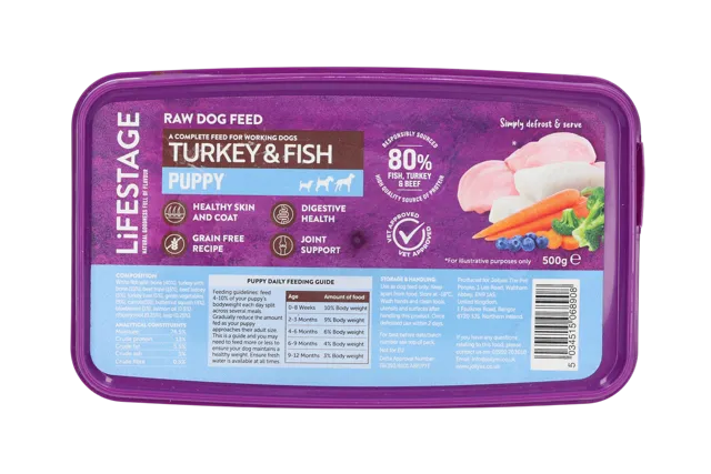 Lifestage Grain Free Raw Puppy – Turkey & Fish