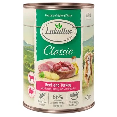 Lukullus Adult Tins Grain Free – Beef & Turkey