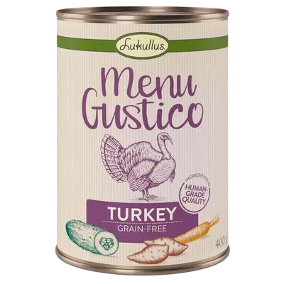 Lukullus Adult Tins Menu Gustico – Turkey With Sweet Potato, Courgette & Carrot