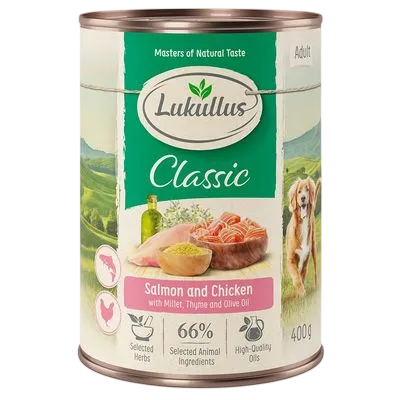 Lukullus Adult Tins – Salmon & Chicken