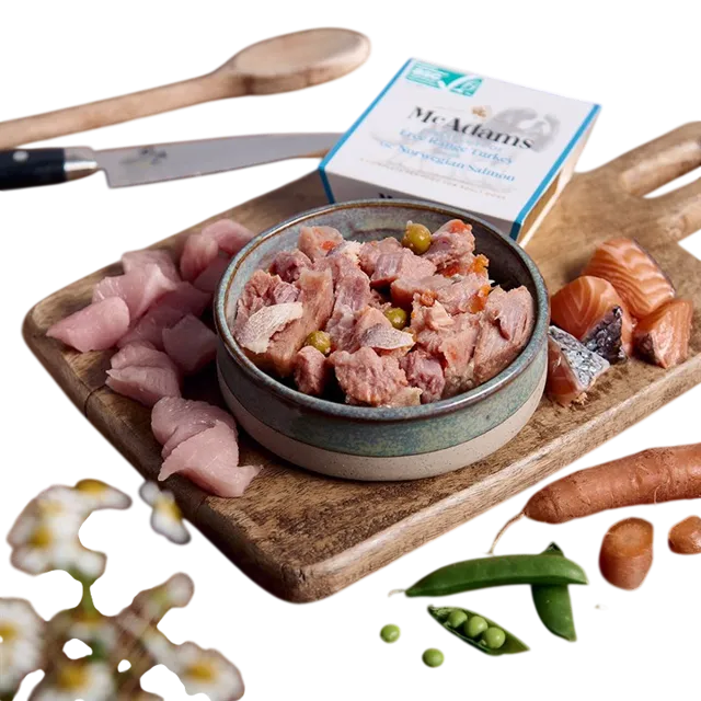McAdams Wet Foods – Finest Cuts of Free Range Turkey With ASC Norwegian Salmon