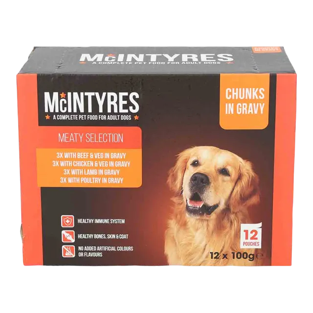 McIntyres Adult Pouches in Gravy – Beef and Vegetables