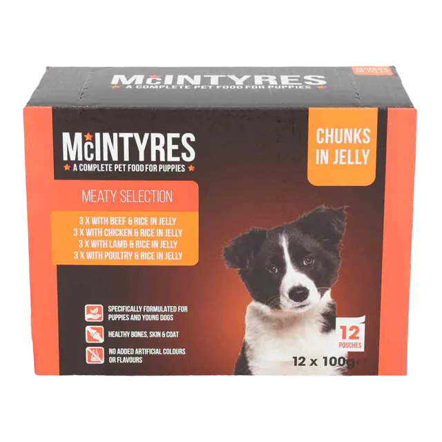 McIntyres Puppy Pouches – Beef & Rice