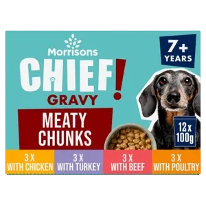 Morrisons Chief Meaty Chunks in Gravy – Senior (12 x 100g)