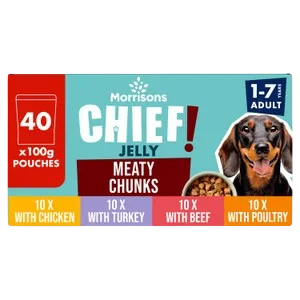 Morrisons Chief Meaty Chunks in Jelly – Adult (40 x 100g)