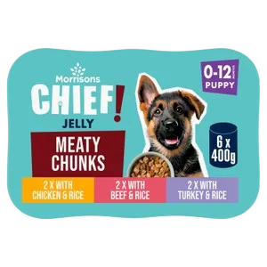 Morrisons Chief Puppy Meaty Chunks – With Chicken & Rice