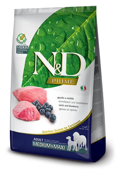 N&D Prime Adult Medium & Maxi Dry Food – Lamb & Blueberry