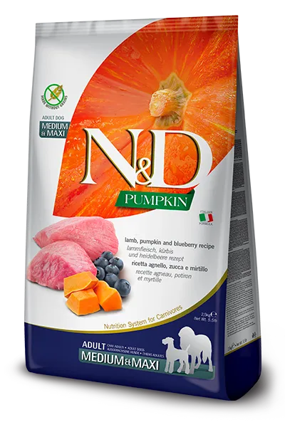 N&D Pumpkin Adult Medium & Maxi – Lamb & Blueberry