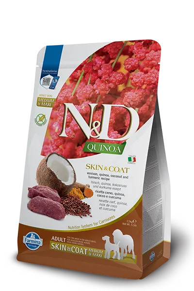 N&D Quinoa Medium & Maxi – Skin & Coat Venison