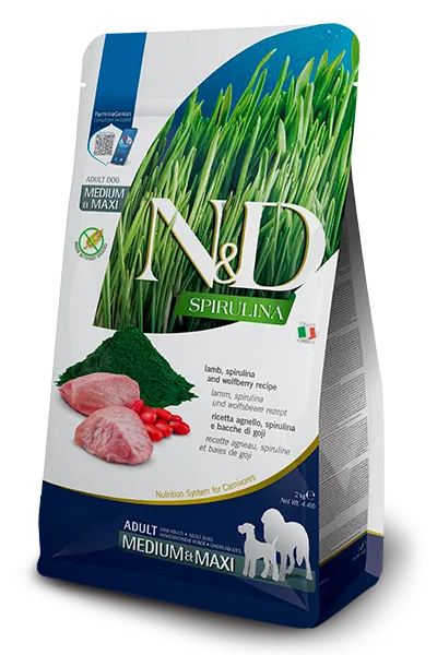 N&D Spirulina Adult Medium & Maxi – Lamb, Spirulina & Wolfberry