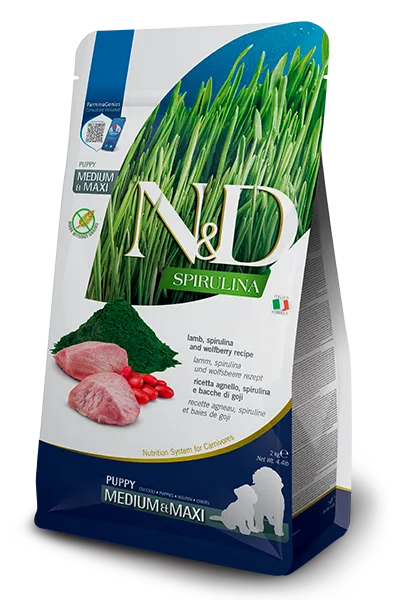 N&D Spirulina Puppy Medium & Maxi – Lamb, Spirulina & Wolfberry